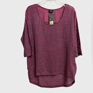 NEW Mossimo Women's Fuchsia High-Low Hem Knit Top Size XL 3/4 Sleeve Beachy NWT